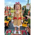 thumbnail image 4 of RUINIXCW Toddler Baby Girl Christmas Dress Kids Christmas Gingerbread Outfit Baby Girl Fall Winter Plush Trim Long Sleeve Velvet Xmas Dress Headband, 4 of 8