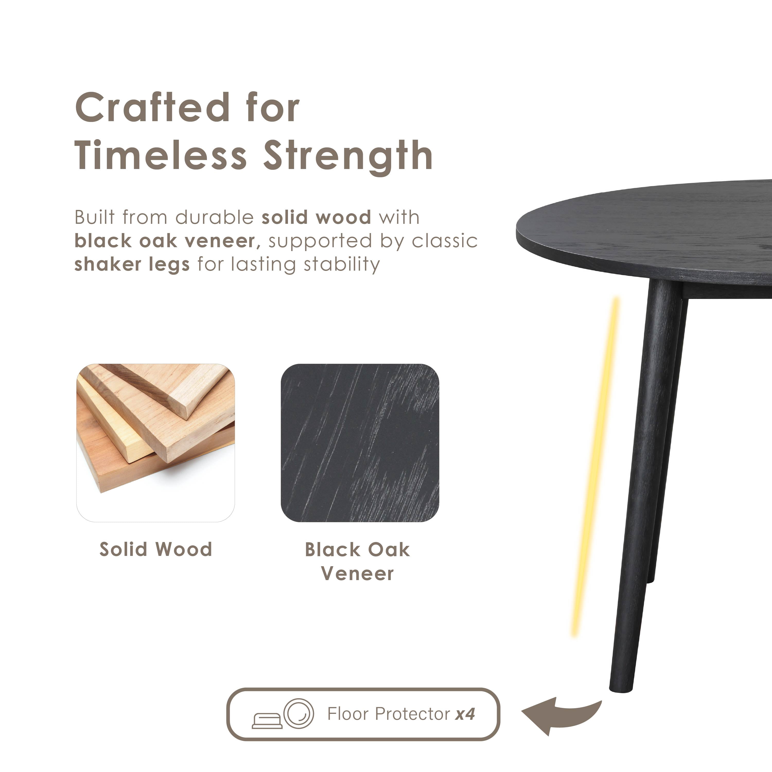 Furniture of America Rusenta Solid Wood 42-inch Round Dining Table, Black