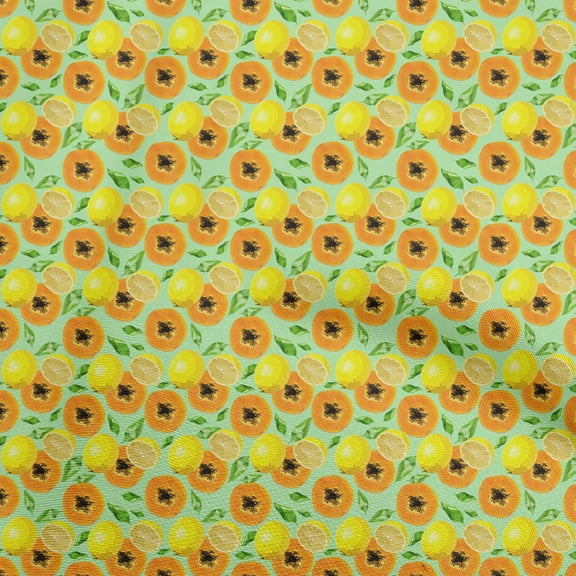 oneOone Polyester Spandex Mint Green Fabric Fruits Quilting Supplies Print Sewing Fabric By The Yard 56 Inch Wide