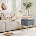 thumbnail image 3 of Parcus Faux Fur Vanity Stool with Storage, 16"L x 12.2"W x 18.9"H, Makeup Ottoman Chair with Padded Seat, 4 Metal Legs & Adjustable Anti-Slip Feet, 3 of 10