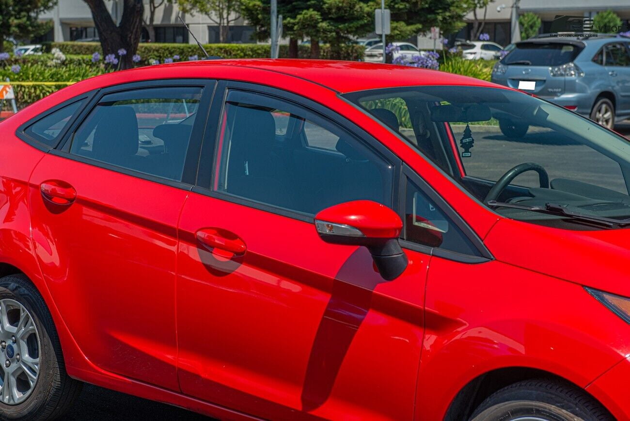 Extreme Online Store Fits ALL 2011-2019 Ford Fiesta Sedan Models | EOS Visors IN-CHANNEL Style SMOKE TINTED Side Vents Window Deflectors Rain Guards