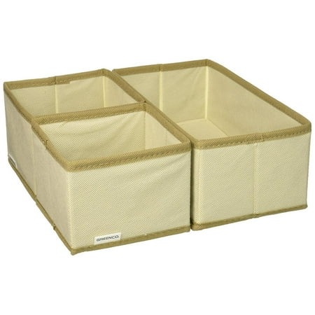 Non Adhesive Paper Cubes - Greenco Non-Woven Foldable 3 Piece Drawer And Closet Storage Cube Set (Beige)