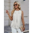 thumbnail image 3 of Women'S Silk Satin Tank Top Summer Business Casual Outfit 2025 Sleeveless Work Dressy Shirt White M, 3 of 7