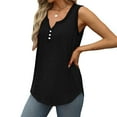 thumbnail image 7 of Hvyesh Women Plus Size Tank Tops Summer Button Up Sleeveless Vest Slim Blouses Female V Neck Button Tee Knit Fitted Cami Top Henley T Shirts, 7 of 7