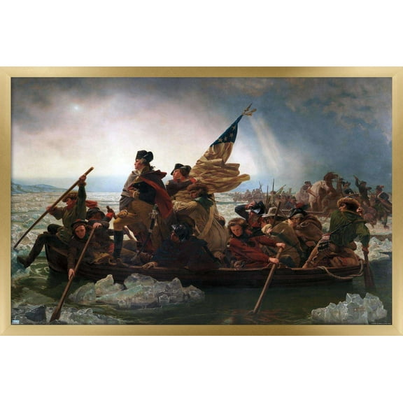 Washington Crossing the Delaware Wall Poster, 22.375" x 34", Framed