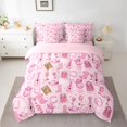 thumbnail image 2 of jejeloiu Pink Music Guitar 7pcs Bedding Comforter Set,Western Cowgirl Disco Ball Queen Bedding Sets For Women Reversible, 2 of 8