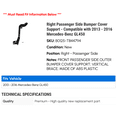 thumbnail image 2 of Right Passenger Side Bumper Cover Support - Compatible with 2013 - 2016 Mercedes-Benz GL450 2014 2015, 2 of 2