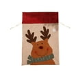 thumbnail image 2 of Christmas Gift Bag, Christmas Pendant, Large Drawstring Cloth Santa Snowman Elks Candy Snack Packaging Bag, Red Khaki Cloth Material 50x34cm, 2 of 7
