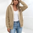 thumbnail image 3 of Horkkom Warm Jackets for Women Winter Zip Up Fleece Lined Jacket Drawstring Fuzzy Hooded Jacket with Pockets S, 3 of 6