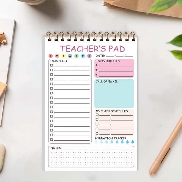 Cuaderno de Inglés con Colores Vivos, Formato A5, Espiral, Agenda Diaria, Notas Adhesivas, Portátil, para Tomar Notas y Organizar El Aprendizaje (50 Páginas).