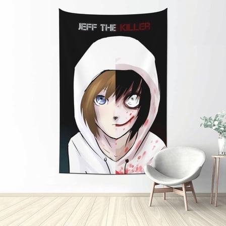 Jeff The Killer Creepypasta Tapestry Wall Hanging Home Decoration Wall Blanket Dormitory Living Room Bedroom Backdrop Poster( 60x40inch)