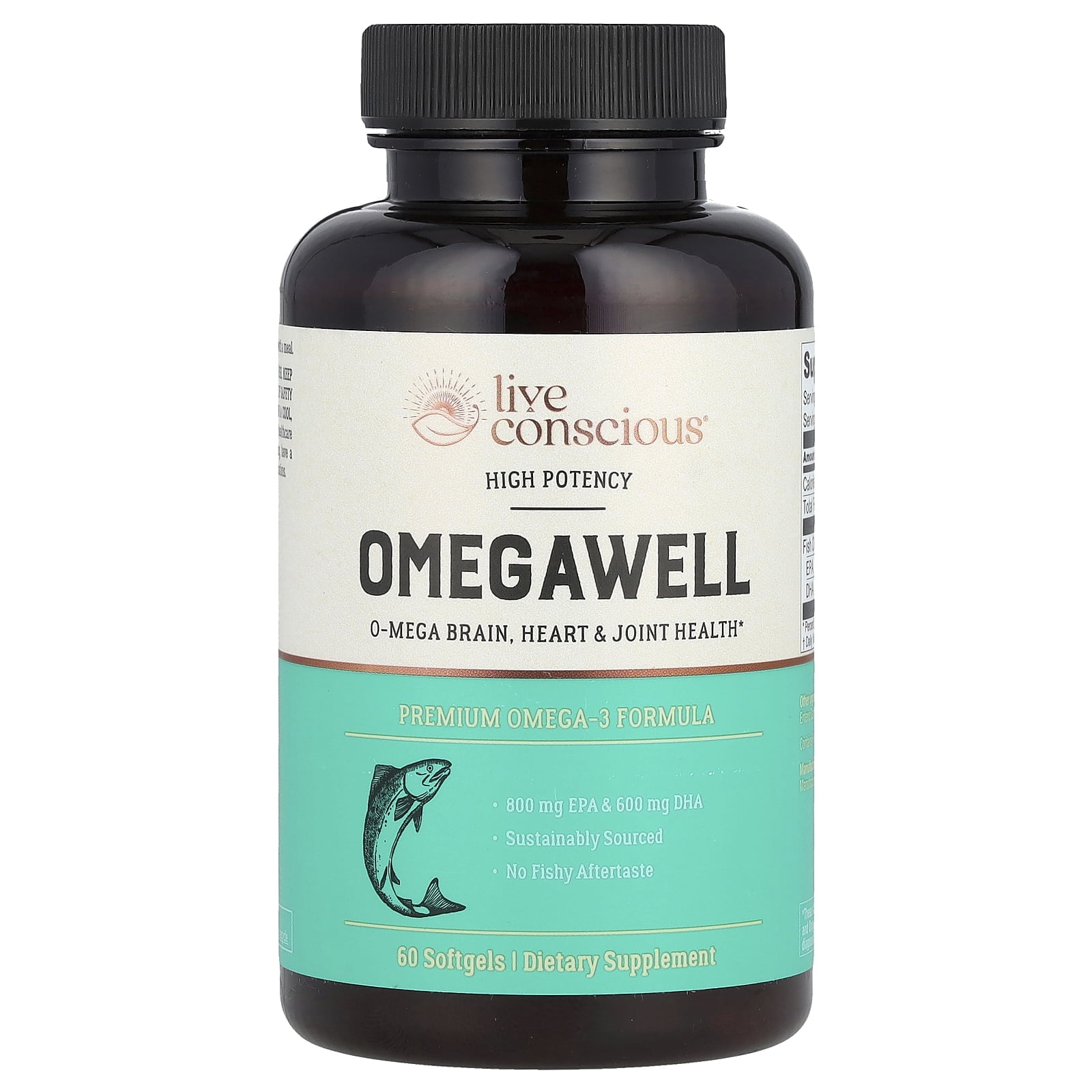 Live Conscious OmegaWell Fish Oil, Heart & Brain Health Support, 60 Softgels