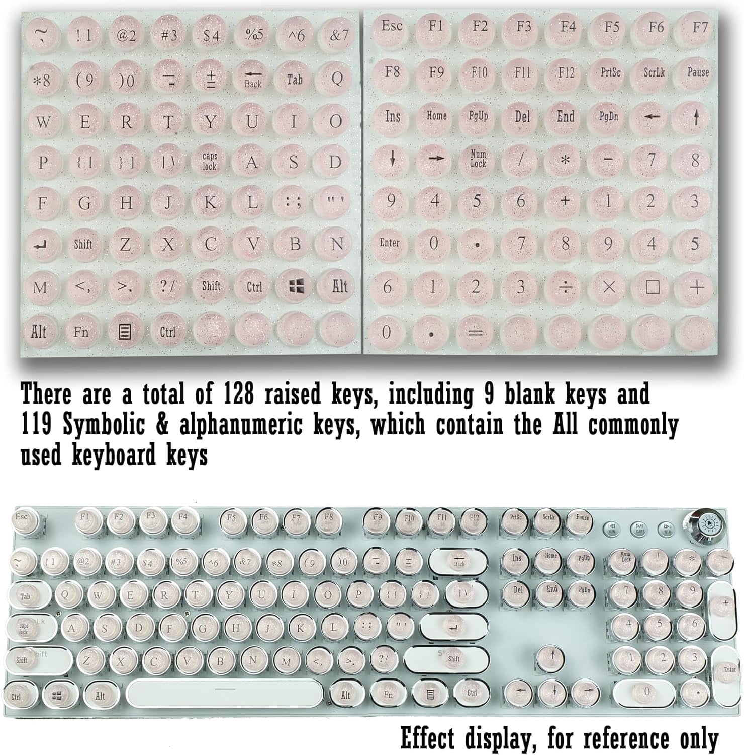 128-key keygap extender for long nail typing and gaming, keyboard