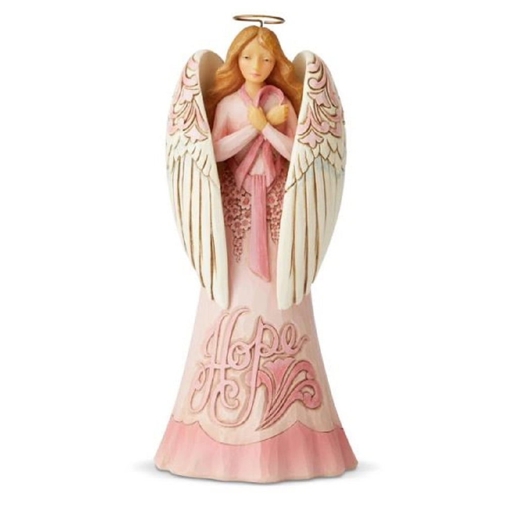 Jim Shore Never Give Up Breast Cancer Awareness Angel Figurine 6005910 New
