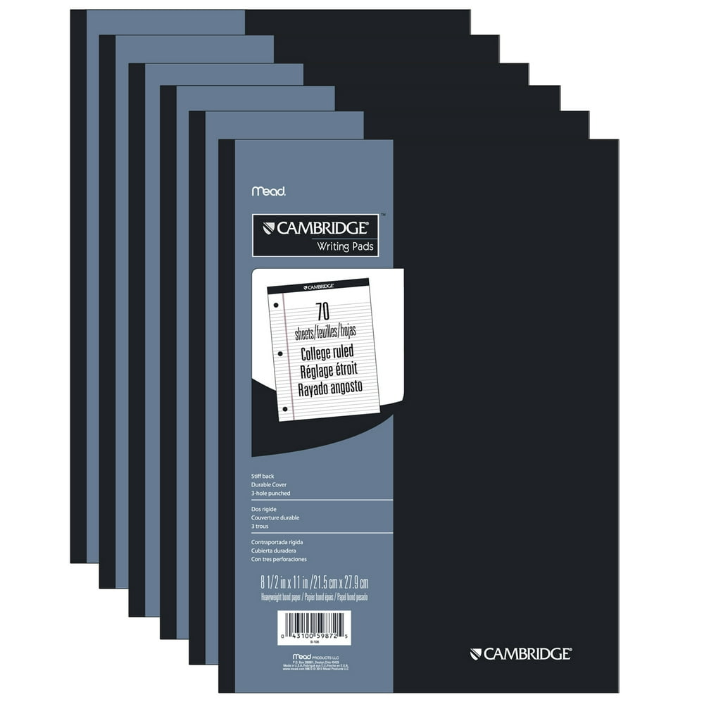 Mead® Cambridge® StiffBack Legal Pad, White, 8.5" x 11", 70 Sheets