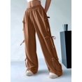 thumbnail image 4 of Women'S Loose Sweatpants Elastic Waist Casual Wide Leg Pants with Pockets Y2K Travel Pants Brown L, 4 of 7