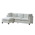 thumbnail image 5 of 96.5" Sectional Couch for Living Room, Upholstered Soft Chenille Fabric Sofa, 3-Seater with One Ottoman L Shape Sofa (Beige), 5 of 11