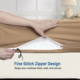 thumbnail image 3 of King Size Zippered Closure Fitted Sheet (76" x 80"), 1-Piece Bottom Sheet, 100% Microfiber, Fits Up to 15" Deep Mattress, Color Taupe Solid, 3 of 6