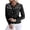 Black, variant on CHICME Pearl Beaded Cardigan Sweaters for Women Pointelle Knit Crew Neck Long Sleeve Button Front Lightweight Fall Sweater Khaki-L