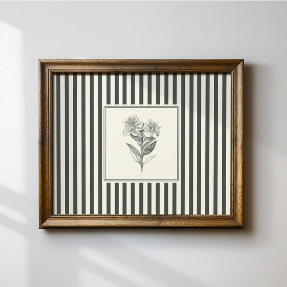 Minimalist Black And White Myrtus Horizontal Print, Instant Trendy Decor, Illustration Wall Art, Modern Wall Decor For Living Room, 8x12 UNFRAMED