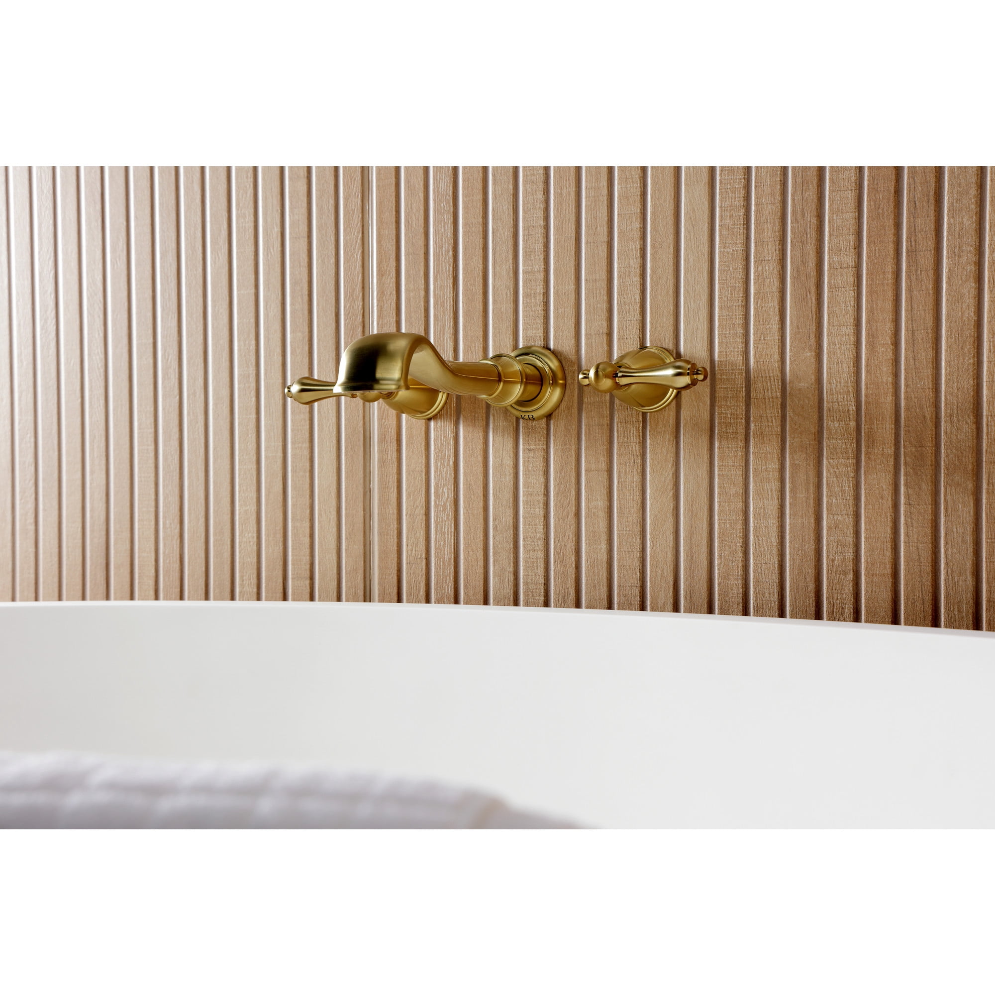 Kingston Brass KS5027AL  Two-Handle Wall Mount Roman Tub Faucet, Brushed Brass