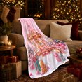 thumbnail image 3 of Winter Carousel Christmas Trees Ornaments Pink decorative motif Theme, Festive Holiday Scene, Warm Flannel Blanket for Living Room and Family Room, Art Lovers Christmas Gift, Festive Home Decor, 3 of 9