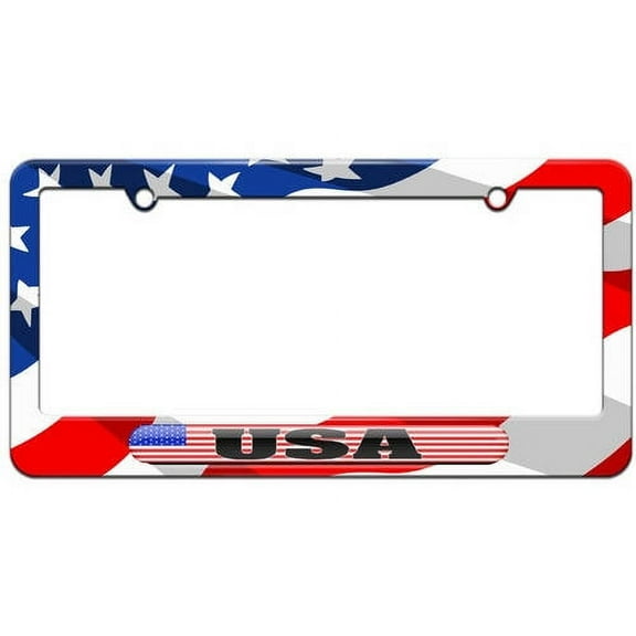USA, USA Country Flag License Plate Tag Frame, Multiple Colors