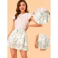 thumbnail image 2 of Unique Bargains Women's Floral Print A-Line Chiffon Layered Mini Skirt, 2 of 6