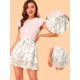 thumbnail image 2 of INSPIRE CHIC Minifalda A Capas De Gasa Con Estampado Floral Para Mujer Blanco XL, 2 of 6