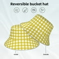 thumbnail image 5 of Disketp Yellow Checkboard Print Reflective Bucket Hat Beach Hat Summer Travel Sun Hats Fisherman Cap, 5 of 8