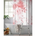 thumbnail image 2 of Split Shower Curtain for Transfer Bench, Pink Floral Art Fabric Shower Curtains for Bathroom, Watercolor Botanical Spring Flowers Tub Sliding Transfer Bench Waterproof Bath Curtains 72"x84", 2 of 9