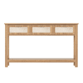thumbnail image 2 of ELYKEN 51.2" W Rattan Console Table with 3 Drawers MDF, Oak Brown, 2 of 8