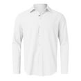 thumbnail image 3 of Caqnni Men's Cotton Linen Shirt Long Sleeve Casual Button Down Summer Beach Shirts&nbsp; (White,3XL), 3 of 5