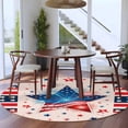 thumbnail image 4 of Independence Day Round Living Room Rugs 6 ft, 250th Years US Flag Red Blue Stripe Star Fireworks Washable Area Rug with Non-Slip Sturdy Edge Binding Round Carpet for Kitchen Office Bedroom, 4 of 9