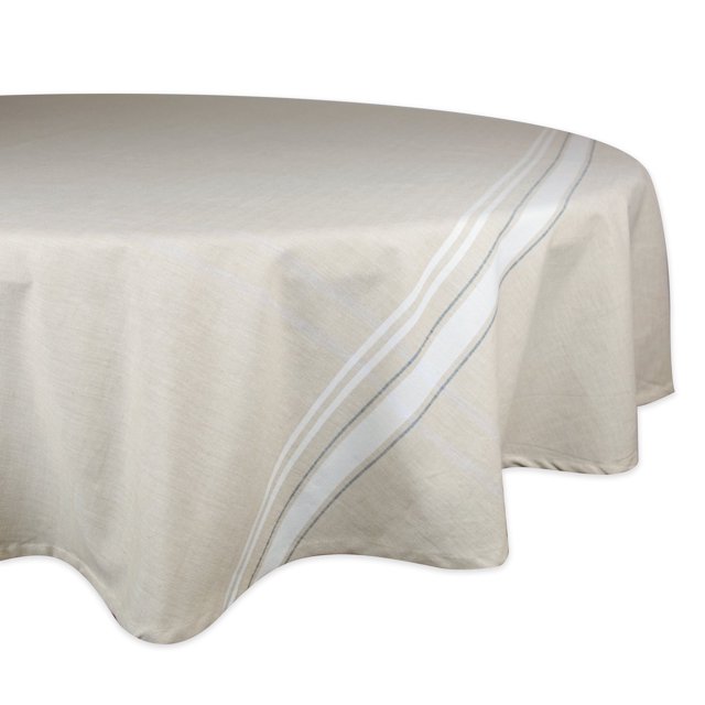 Mantel Redondo DII Rayas Francesas Taupe Blanco 178 cm