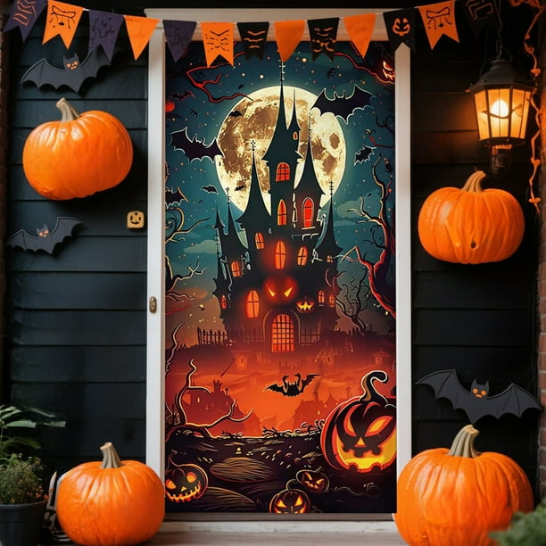 Decoraciones de Halloween, adornos de Halloween, regalos de Halloween, cubierta de puerta de Halloween, fondo de tela, decoración de cubierta de puerta, festival de fantasmas, tela colgante, tapiz de