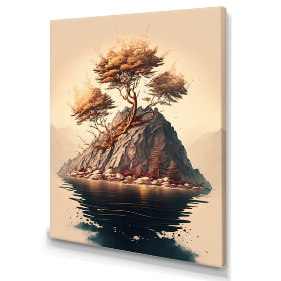 Designart Bright Bonsai Tree On Rock III Canvas Wall Art