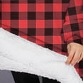 thumbnail image 3 of Oversized Wearable Blanket Hoodie,Red and White Checkered Pattern Sherpa Blanket Hoodie with Super Pockets,Super Warm Fuzzy Pullover for Women & Men, 3 of 6
