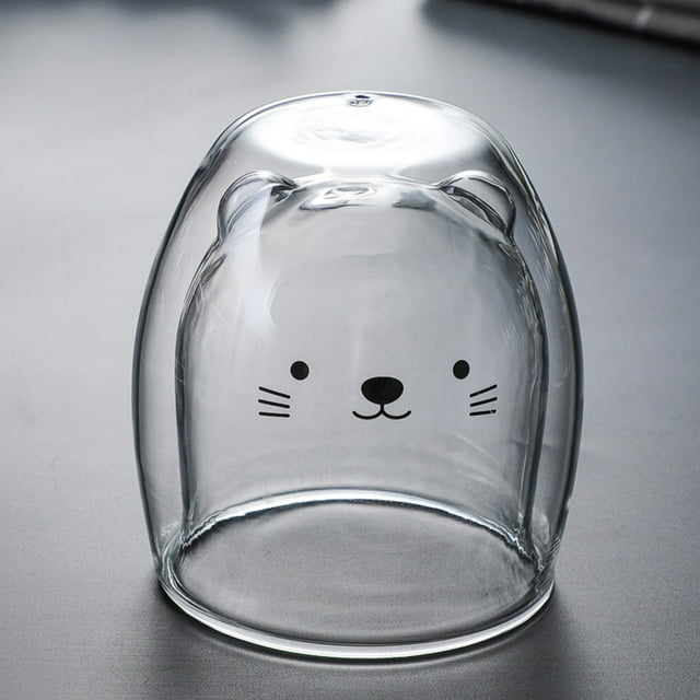 Dvkptbk Tasse à Lait Ébouillantée Adorable Double Verre Tasse à Café au Lait à Bouche Ronde Maison & Jardin