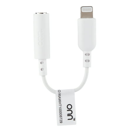 onn. Lightning to 3.5mm AUX Adapter - White