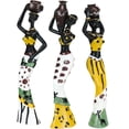 thumbnail image 2 of escultura de dama africana 3 piezas exquisita resina africana femenina escultura artesanía Tribal señora estatua adorno creativo de inauguración de Multicolor03 Fanmusic escultura de dama africana, 2 of 6