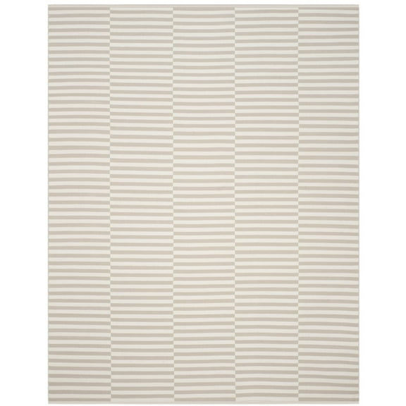 SAFAVIEH Montauk Raeyln Striped Cotton Area Rug, Ivory/Light Grey, 8' x 10'