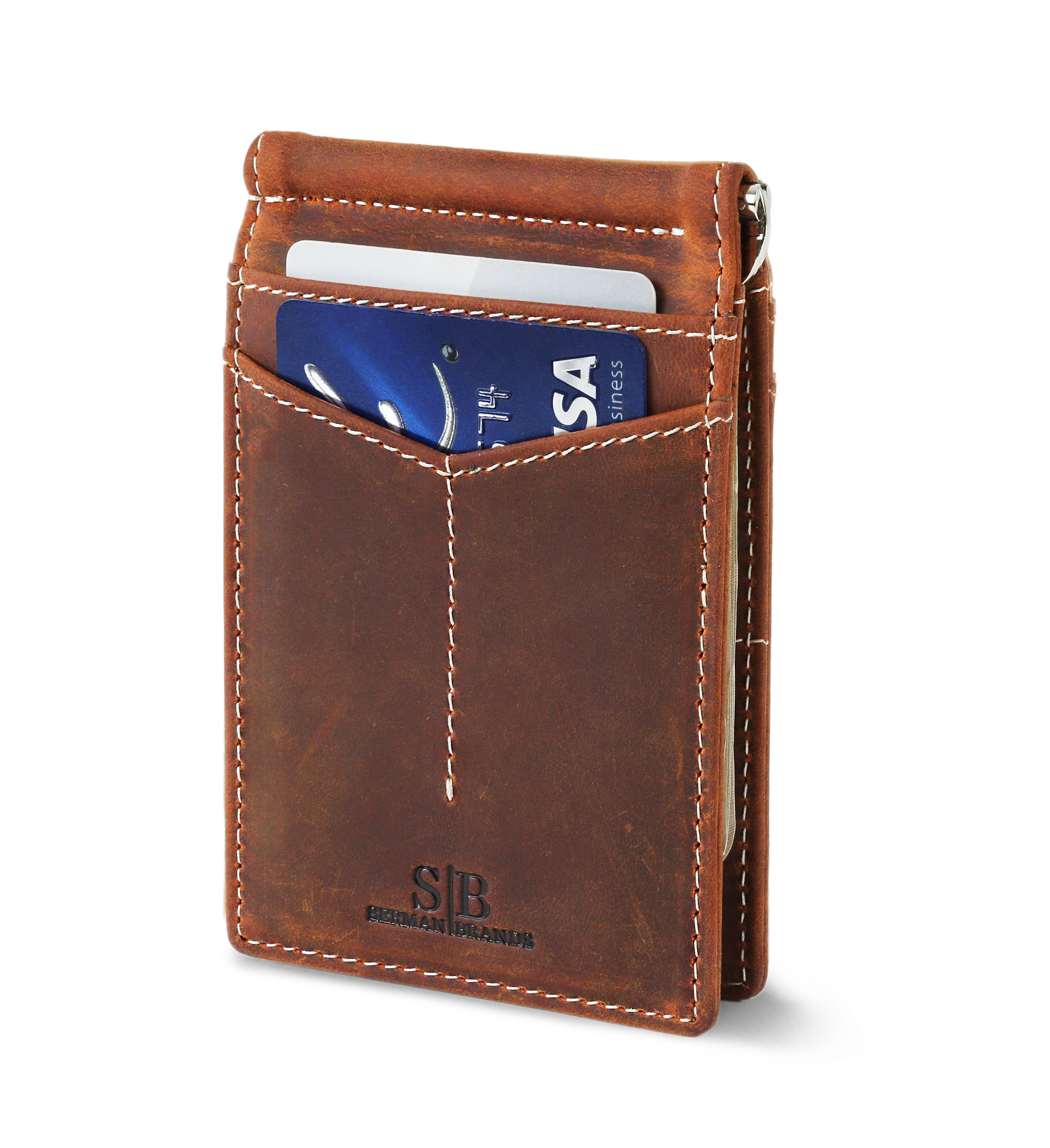Serman Brands - SERMAN BRANDS RFID Blocking Wallet Slim Bifold Genuine Leather Minimalist Front ...