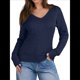 thumbnail image 3 of Suéter de Punto de Larga para Mujer, Jersey Ajustado con Cuello en V, Moda de Otoño, Atuendos Informales de Negocios para Otoño. Azul Marino XL, 3 of 10