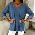thumbnail image 5 of Womens Street Style Denim V Neck Top Casual Chic Blouse for Women Trendy Outfit and Daily Wear Blue L, 5 of 7