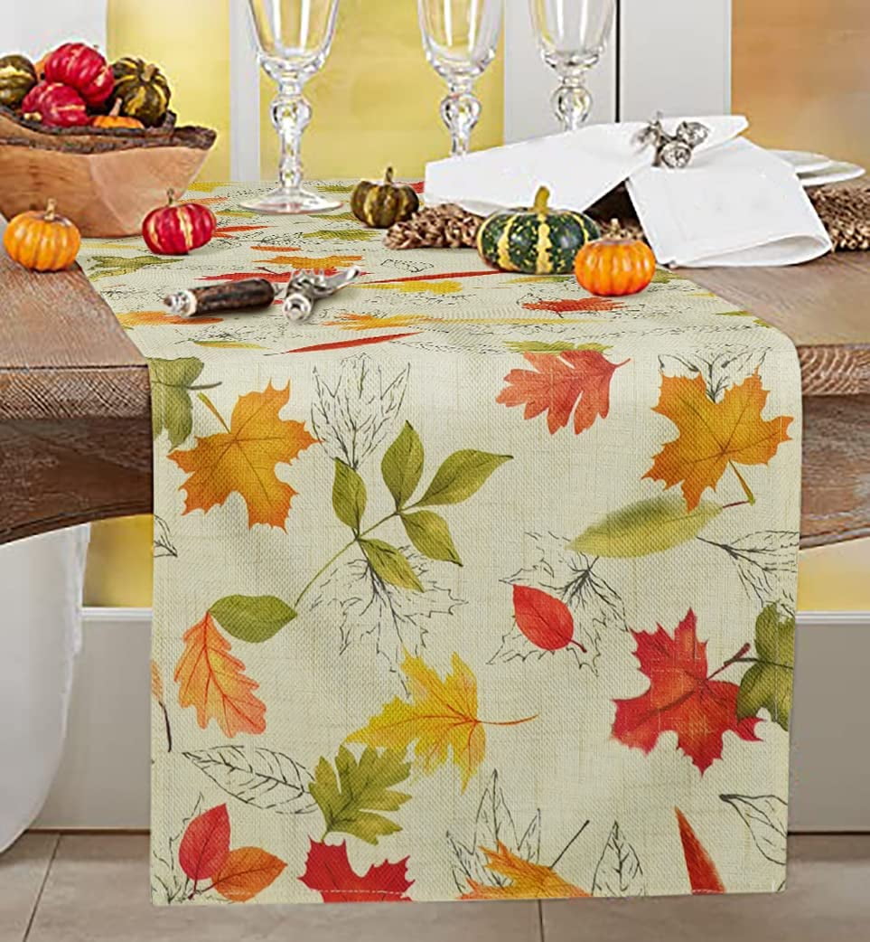 Maple Leaf Table Runner, Fall Thanksgiving 13"*72" inches Table Runner Farmhouse Rustic Style