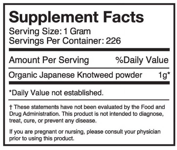 Nature Restore Organic Japanese Knotweed Powder, 8 Ounce, Natural Trans-resveratrol, Non GMO, Gluten Free, Also Known as Polygonum Cuspidatum