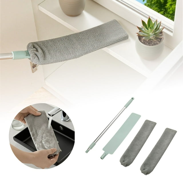 ERK Telescopic With Flexible Removable Head – Fine Microfiber Duster For Home Kitchen And Hard To Reach Areas –Washable Cleaning Brush
