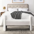thumbnail image 2 of Ottoman Bench, 52" End of Bed Bench Bedroom Bench with 250 lbs Seating and Arms, Bench for Bedroom End of Bed in Teddy Fabric, Indoor Bench for Living Room, Entryway, Dining Room, Ivory, 2 of 8