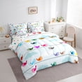 thumbnail image 3 of jejeloiu Colorful Cartoon Birds 7pcs Bedding Comforter Set,Kawaii Flying Animals Queen Bedding Sets For Boys Girls Reversible, 3 of 8